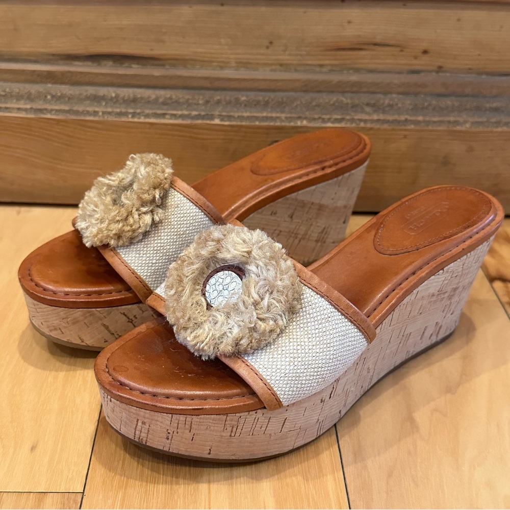 Coach Tan and Cream Wedges